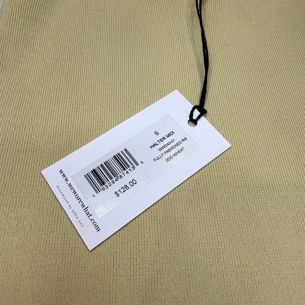 NWT WeWoreWhat Viscose Nylon Halter Neck Midi Dress in Tan Size S - Picture 7 of 11